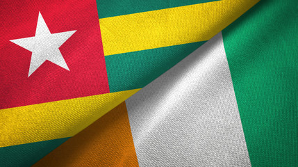 Togo and Cote d'Ivoire Ivory coast two flags textile fabric texture