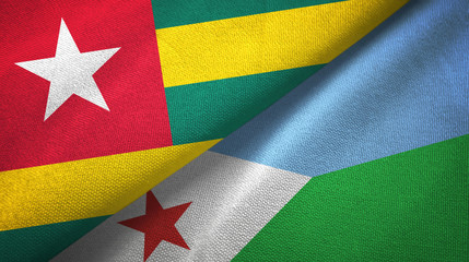 Togo and Djibouti two flags textile cloth, fabric texture