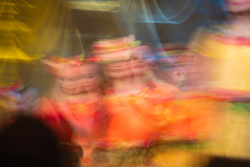 Beautiful movements in dance, shot on long exposure. Children ensemble. Moscow. Russia