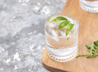 green lemon soda on wood 