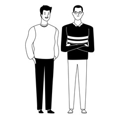 men avatar cartoon character in black and white