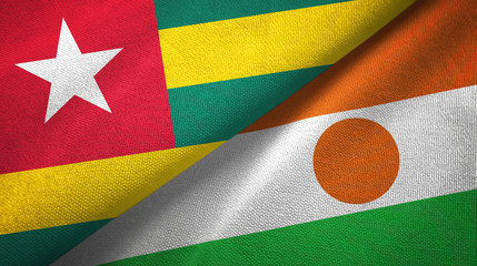 Togo and Niger two flags textile cloth, fabric texture
