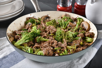 Fresh cooked beef and broccoli