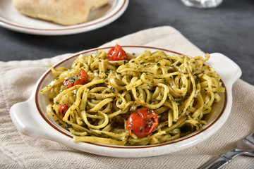 Gourmet basil pesto linguine