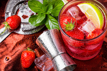 Alcoholic strawberry cocktail