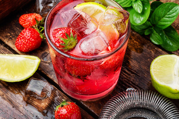 Alcoholic strawberry cocktail