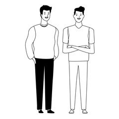 men avatar cartoon character in black and white