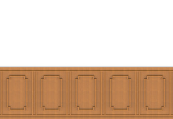 3d rendering. luxurious brown wood square shape pattern panel vintage design on white wall background.