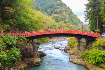 Shinkyo Bridge in autumn at Nikko.