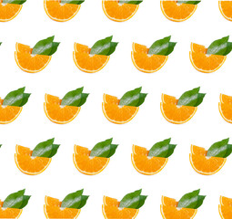 Colorful fruit pattern of fresh orange slices on  background. From top view