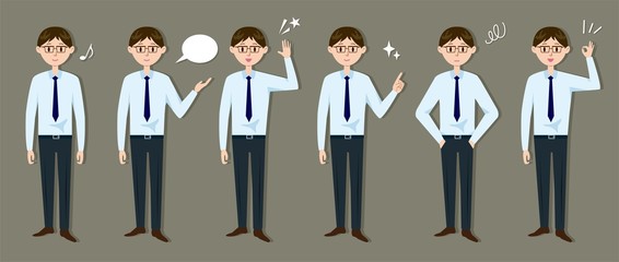 男性　ビジネス　全身　バリエーション