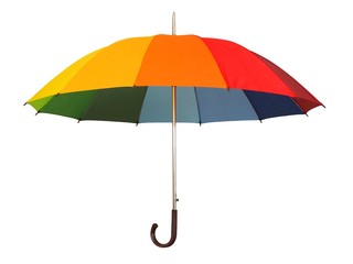 Rainbow umbrella on white