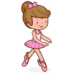 Cute ballerina dancer girl. Vector illustration
