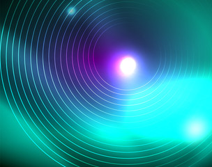 Neon circles abstract background