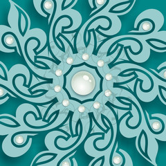 Decorative design element. Patterns with geometric ornament. Circular ornamental symbol. Islam, Arabic and Indian motifs.