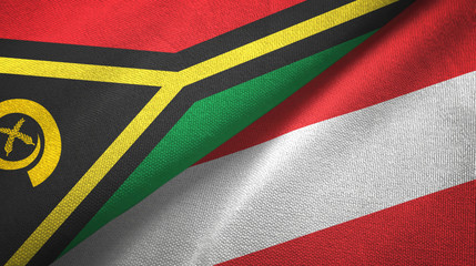 Fototapeta premium Vanuatu and Austria two flags textile cloth, fabric texture 
