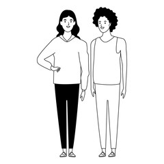 women avatar cartoon character in black and white