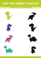 Find the correct shadow. Educational game for children. Cartoon vector illustration