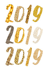 2019 Numbers Collage with Different Cereals and Edible Seeds