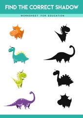Find the correct shadow. Educational game for children. Cartoon vector illustration