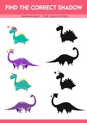 Find the correct shadow. Educational game for children. Cartoon vector illustration