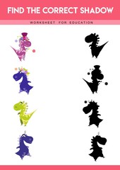 Find the correct shadow. Educational game for children. Cartoon vector illustration