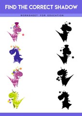 Find the correct shadow. Educational game for children. Cartoon vector illustration