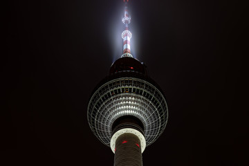 Berlin TV tower at night in Berlin
