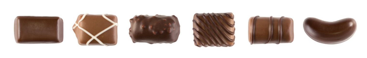 Set of Beautiful Creative Chocolate Sweets Isolated