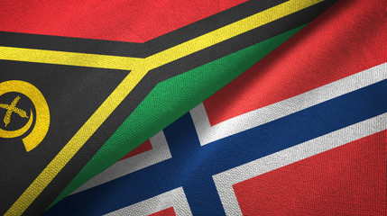Vanuatu and Norway two flags textile cloth, fabric texture