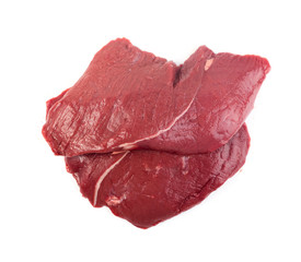 Fresh Deer Meat or Venison Isolated on White Background