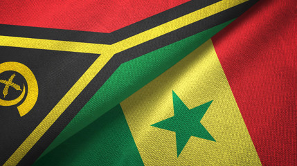 Fototapeta premium Vanuatu and Senegal two flags textile cloth, fabric texture