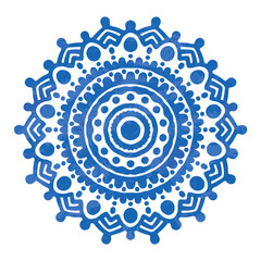 Beautiful Blue Mandala Ornament. Oriental Vector With Wall Texture