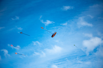 Arrows flying at the target, on blue sky background