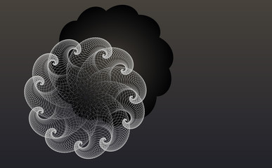 abstract wired aquatic life in a cloud shape eclipse in silver shades