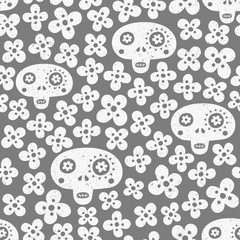 Fototapeta premium Skull seamless background. Surface decoration.Vector illustration. Cloth design, wallpaper, wrapping.
