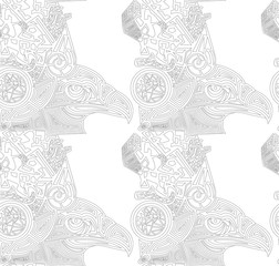 Naklejka premium Vector white background with drawn eagles. Seamless texture