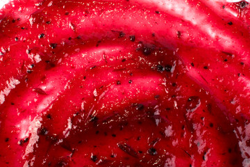 Dark Red Berry Jam Spreaded on Flat Background or