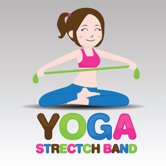 cartoon Yoga Strectch Band., vector.