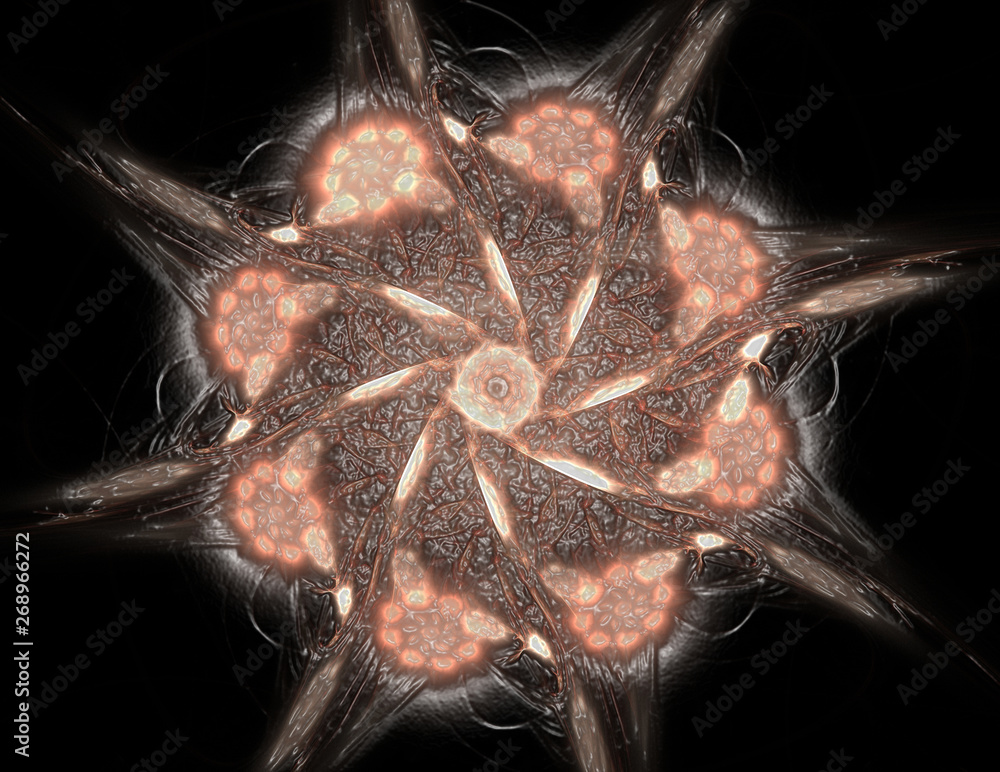 Poster lacy colorful clockwork pattern. digital fractal art design. abstract design of sacred symbols signs