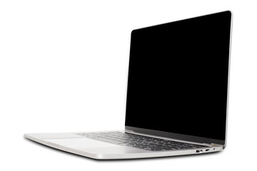 Mock up laptop devices isolated white background. personal computer notebook with empty screen. white,blank copy space for use.