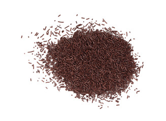 Chocolate Sprinkles Isolated on White Background Top View