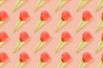 Pattern of waffle cone with polyethylene package.