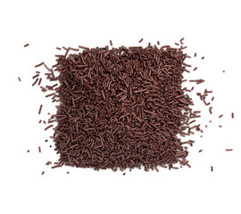 Chocolate Sprinkles Isolated on White Background Top View