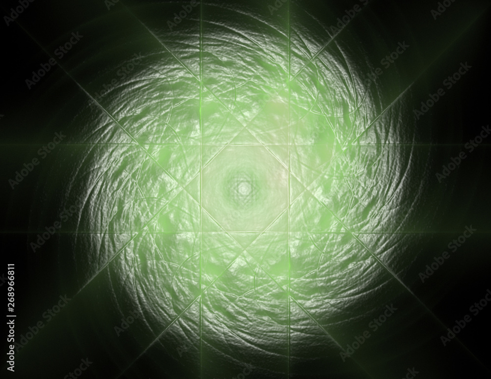 Poster abstract fractal red background with crossing circles and ovals. disco lights. motion illustration.