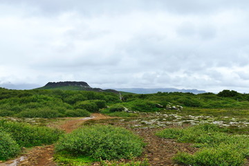 Obraz premium Volcano in a green landscape in the south of Snaefellsnes peninsula