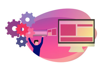 DevOps approach in software development. Web product launch. Web product release. Pipeline. Concept illustration.