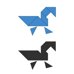 Swan Tangram. Traditional Chinese dissection puzzle, seven tiling pieces - geometric shapes: triangles, square rhombus , parallelogram. Board game for kids