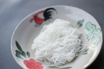 Nam Nguan Noodle, Rice noodles with spicy pork sauce.