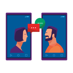 cellphones showing a couple